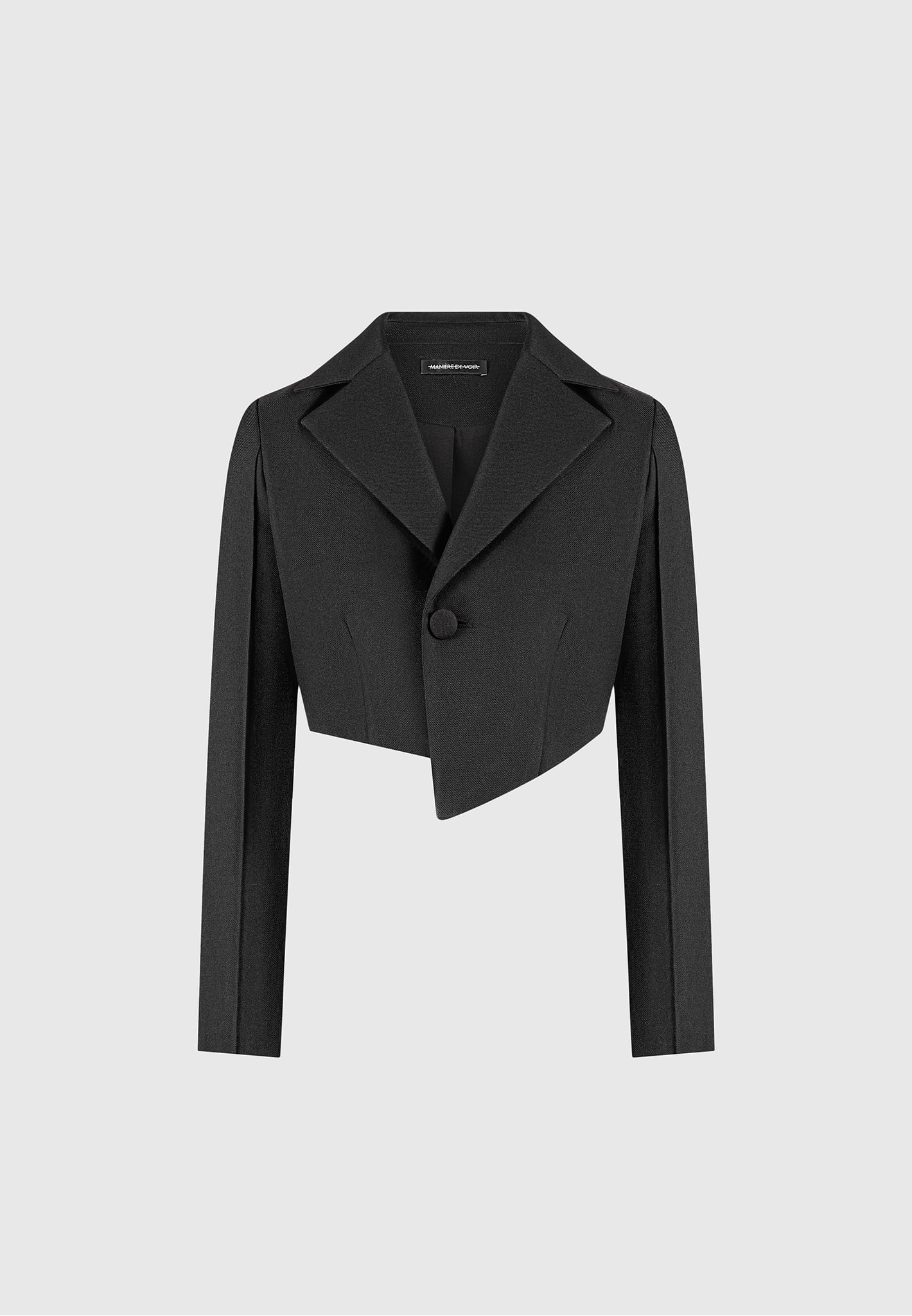 Dina - Asymmetric Tailored Cropped Blazer - Black - Image 5