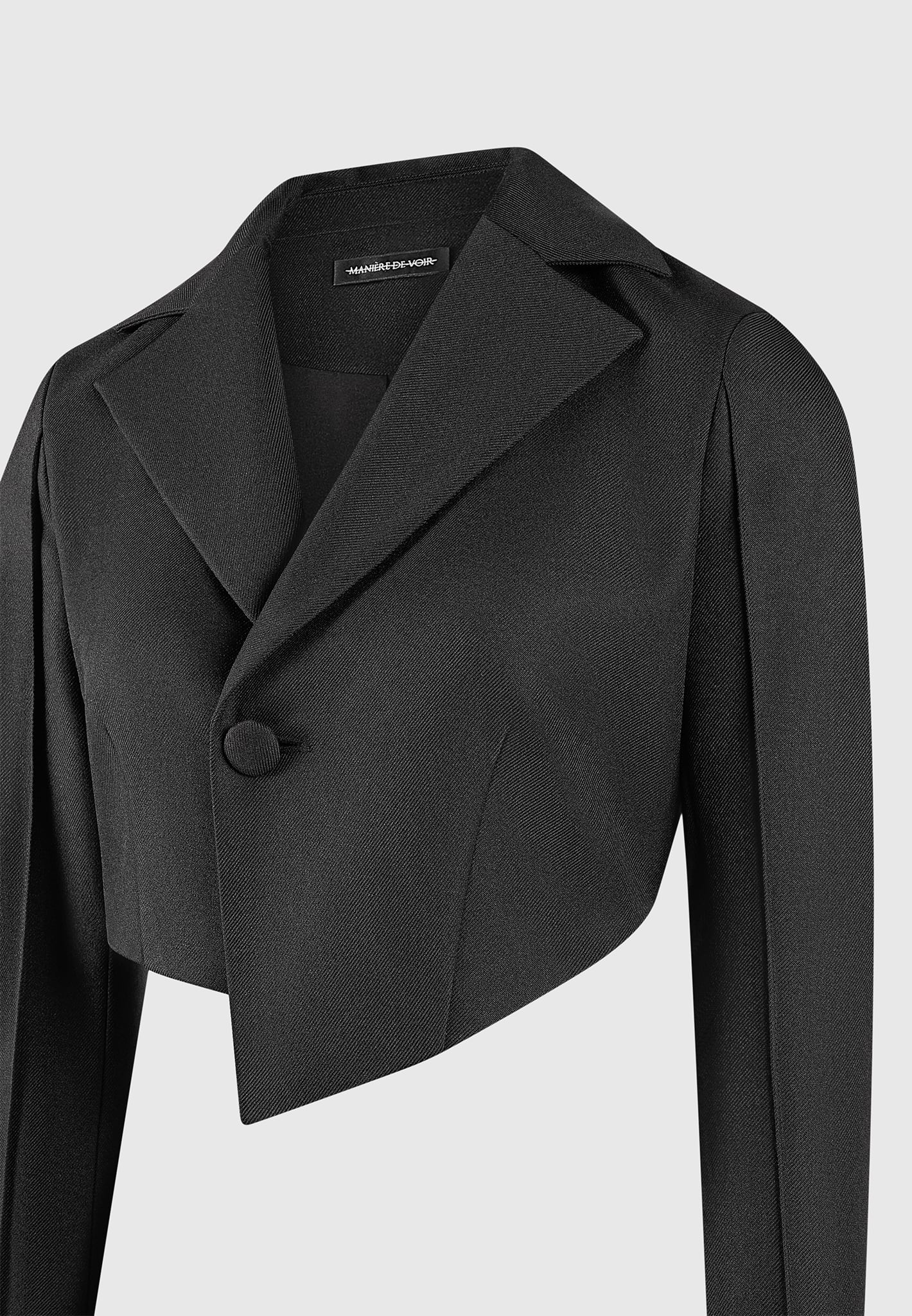 Dina - Asymmetric Tailored Cropped Blazer - Black - Image 6