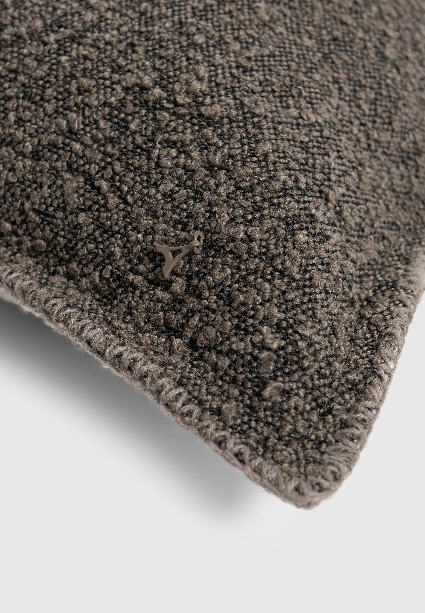 Boucle & Whipstitch Reversible Cushion - Brown/Cream - Image 5