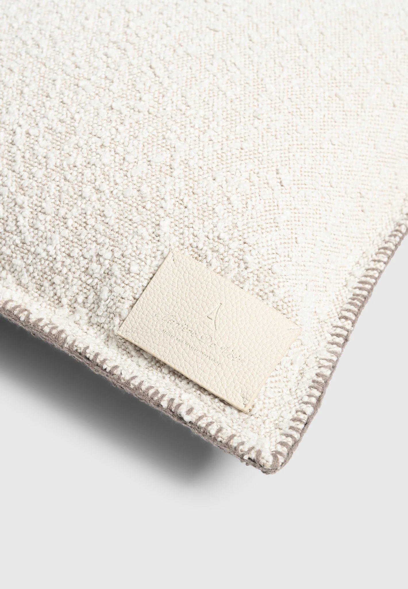 Boucle & Whipstitch Reversible Cushion - Brown/Cream - Image 6