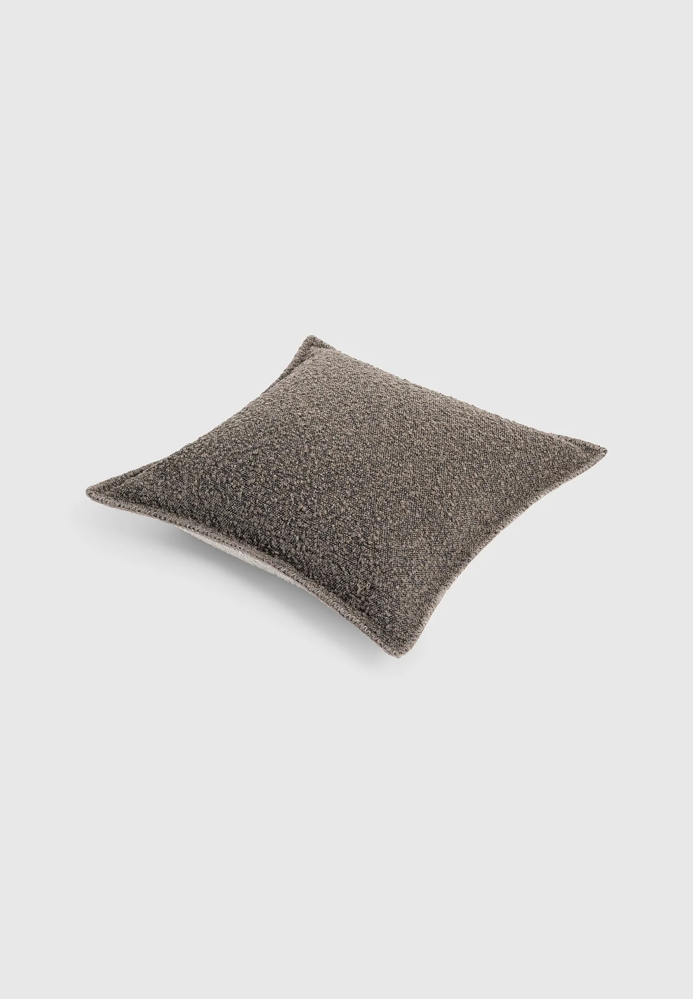Boucle & Whipstitch Reversible Cushion - Brown/Cream - Image 8