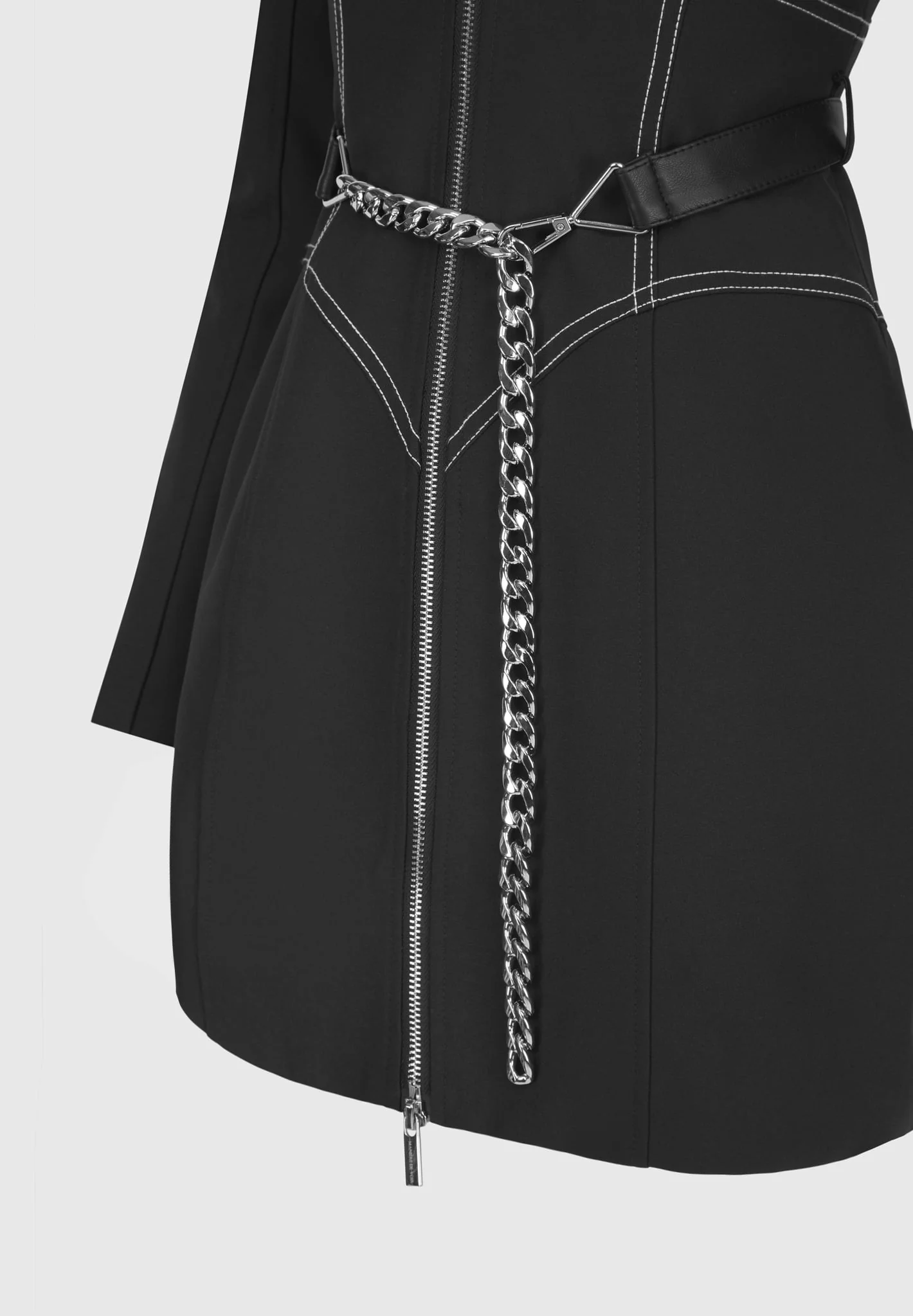 Corset Blazer Dress with Chain - Black - Image 5
