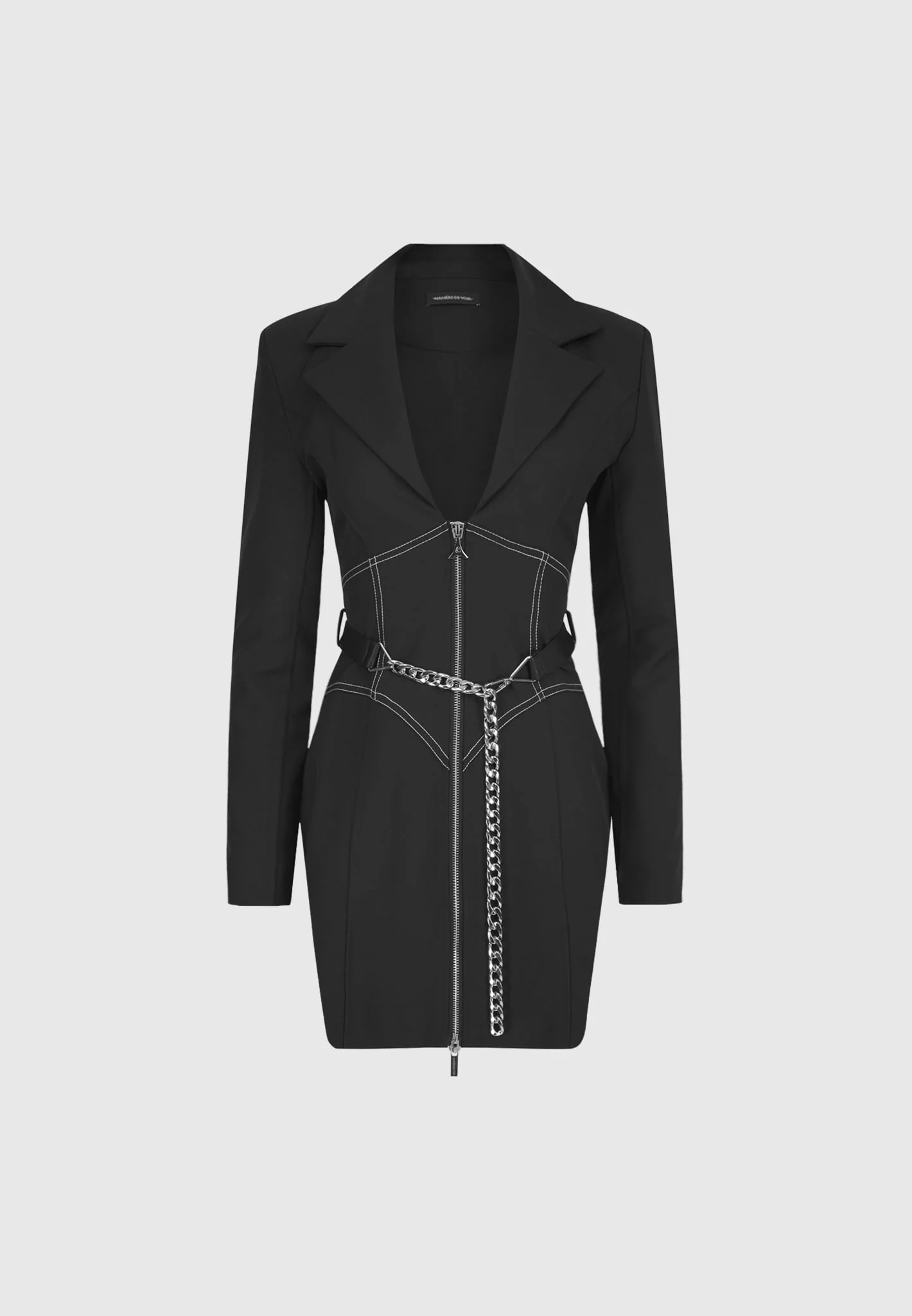 Corset Blazer Dress with Chain - Black - Image 6
