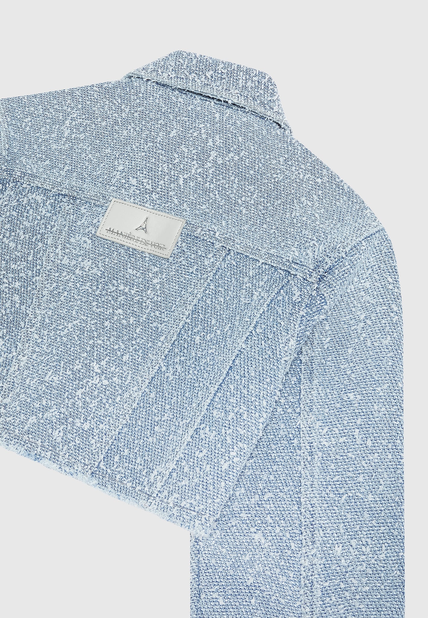 Catherine - Cropped Boucle Denim Jacket - Mid Blue - Image 7