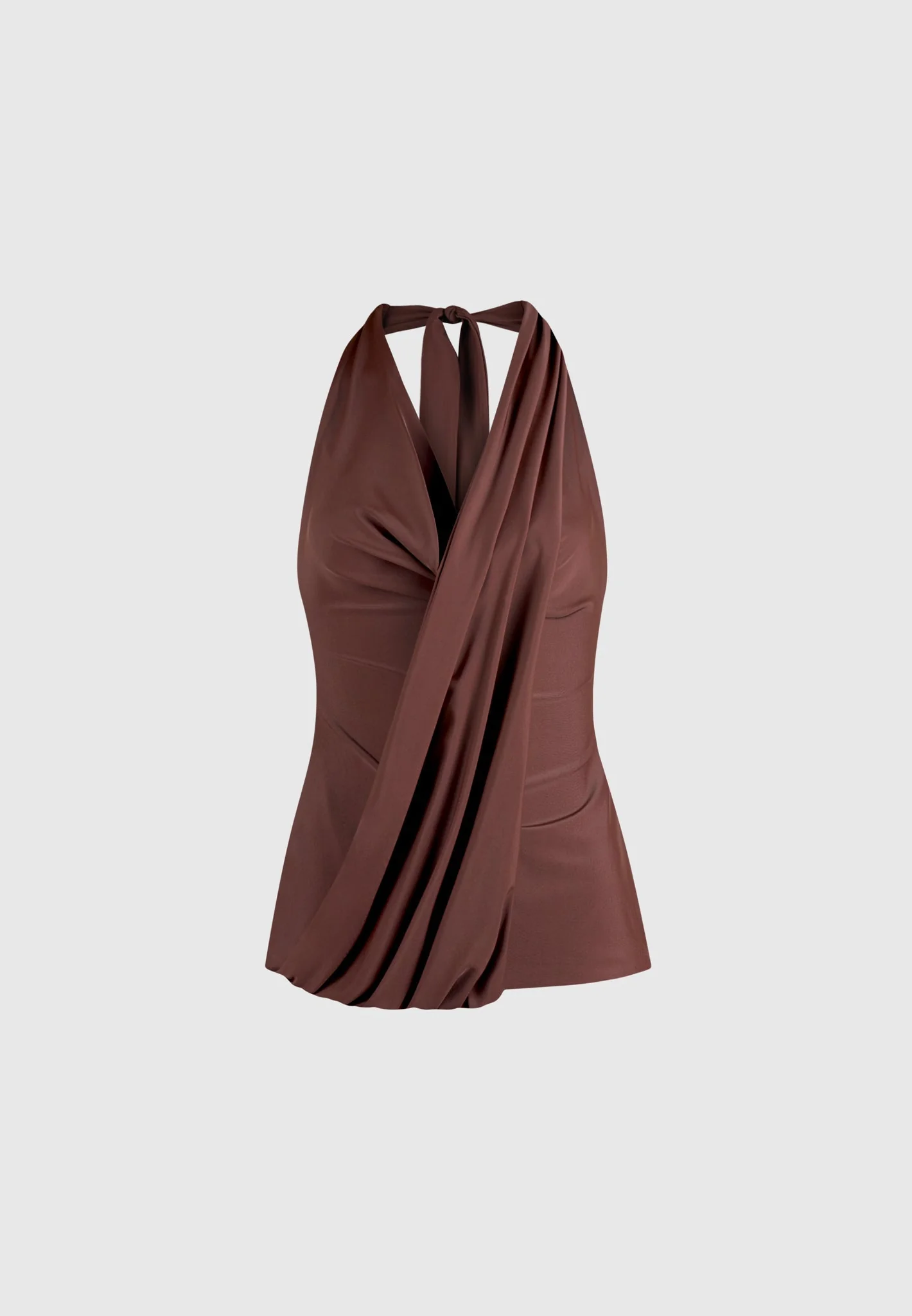 Draped Halterneck Top - Brown - Image 6