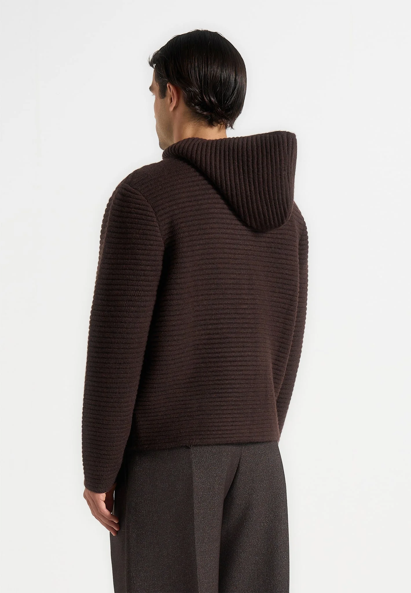 Eden - Unisex Ribbed Knit Zip Up Hoodie - Brown - Image 10