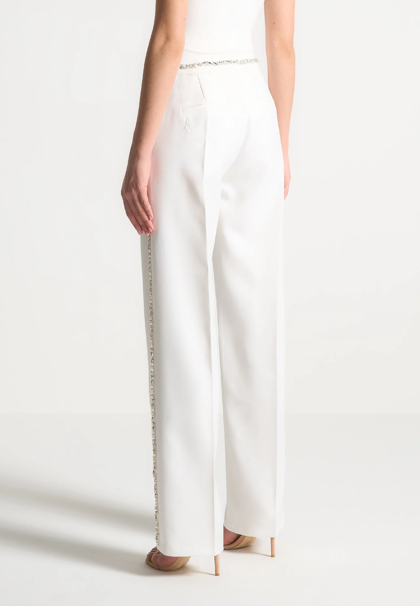 Patricia - Embellished Tailored Trousers - White - Image 4