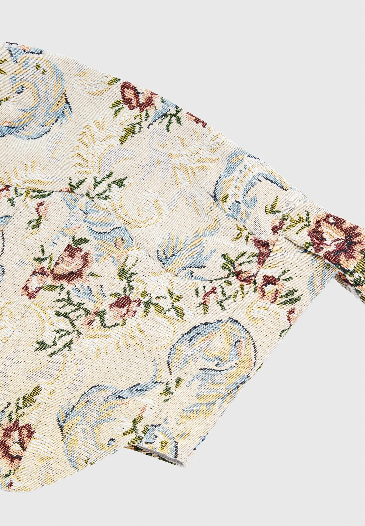 Bonnie - Floral Jacquard Bardot Corset Top - Beige - Image 5