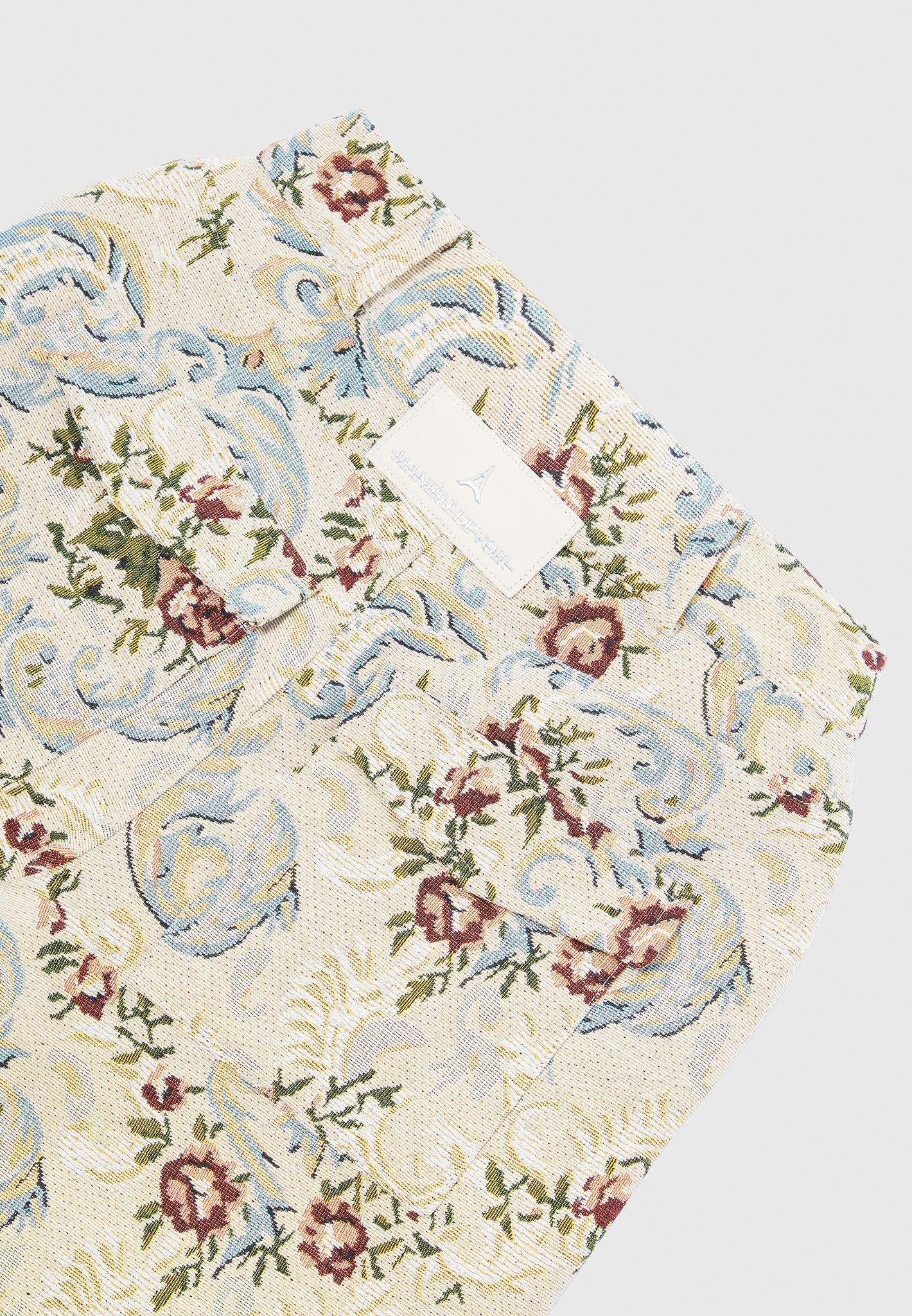 Anne - Floral Jacquard High Waisted Cargo Pants - Beige - Image 7