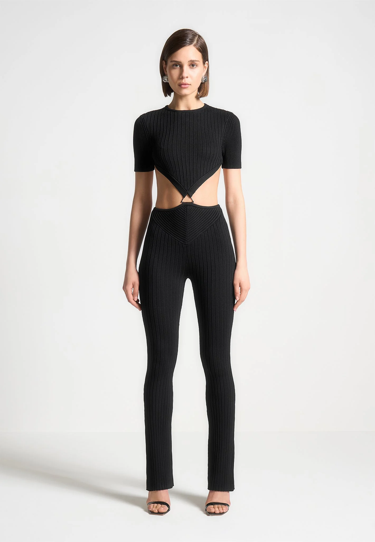 Knitted Backless Jumpsuit - Black - Image 6