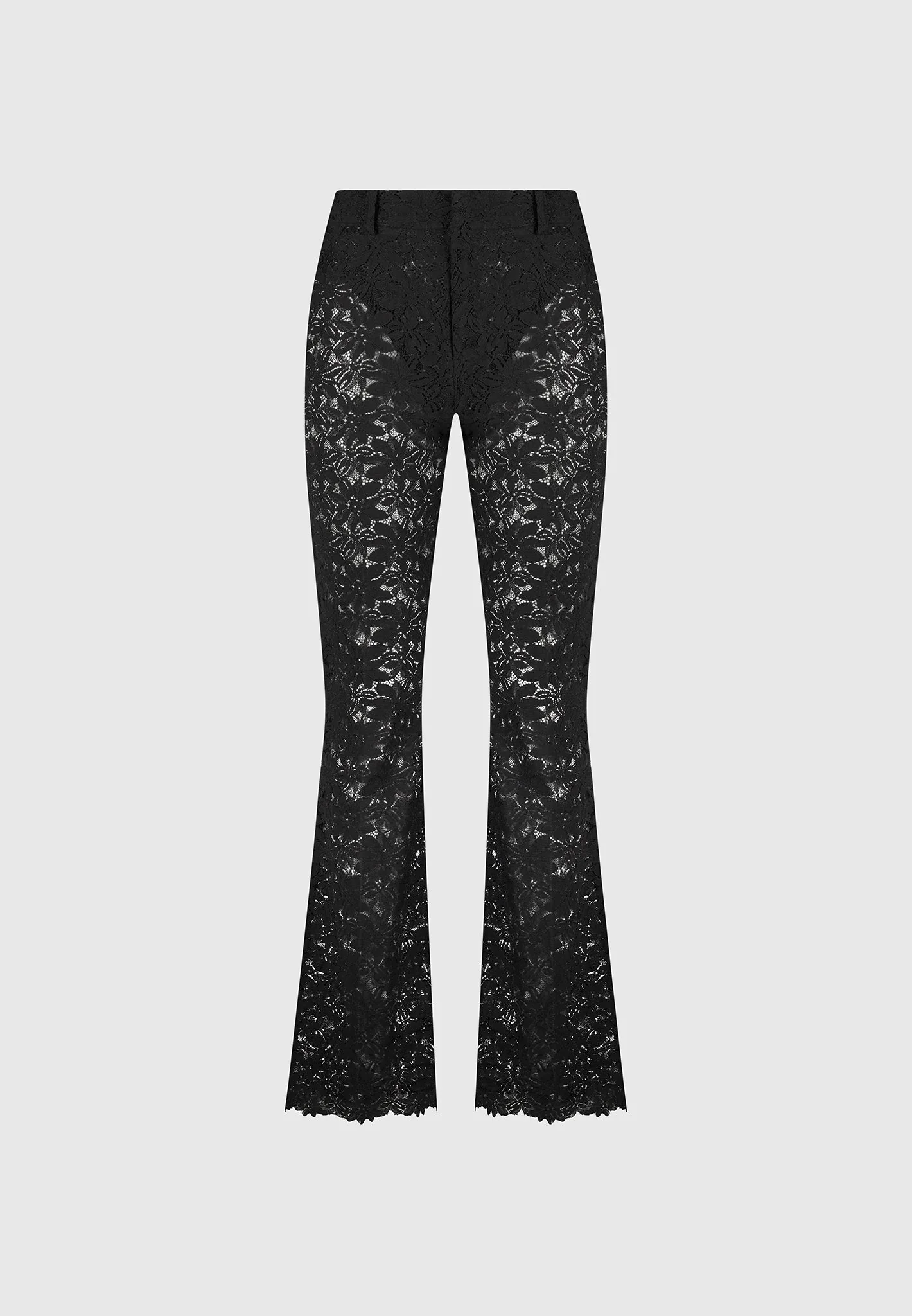 Lace Fit and Flare Trousers - Black - Image 6