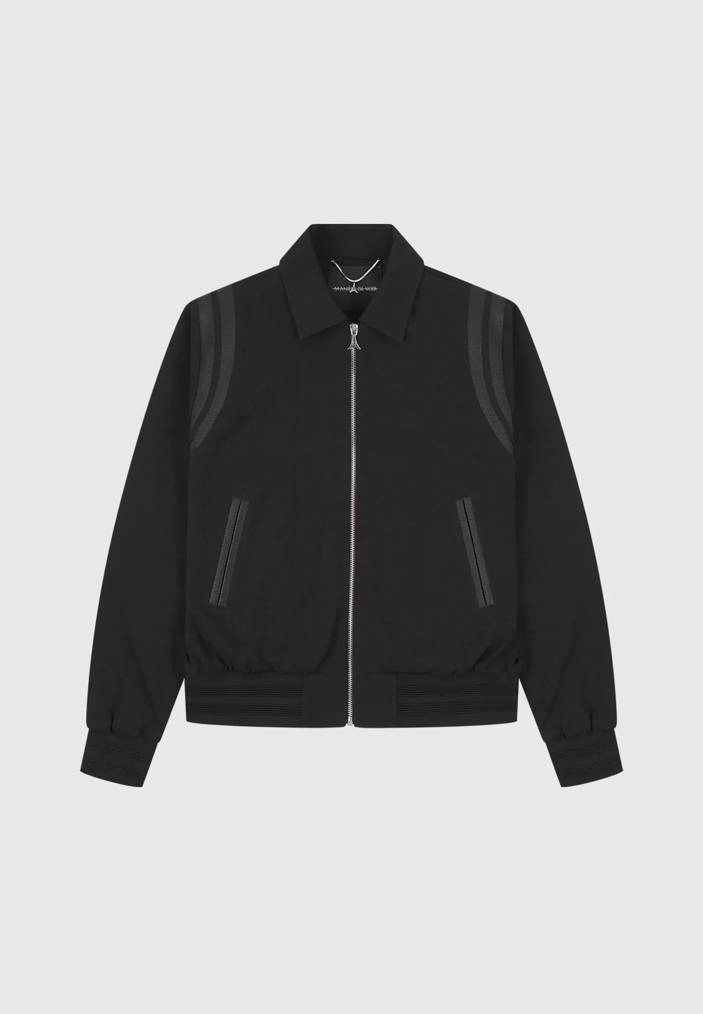 Leather Panelled Varsity Jacket - Black - Image 3