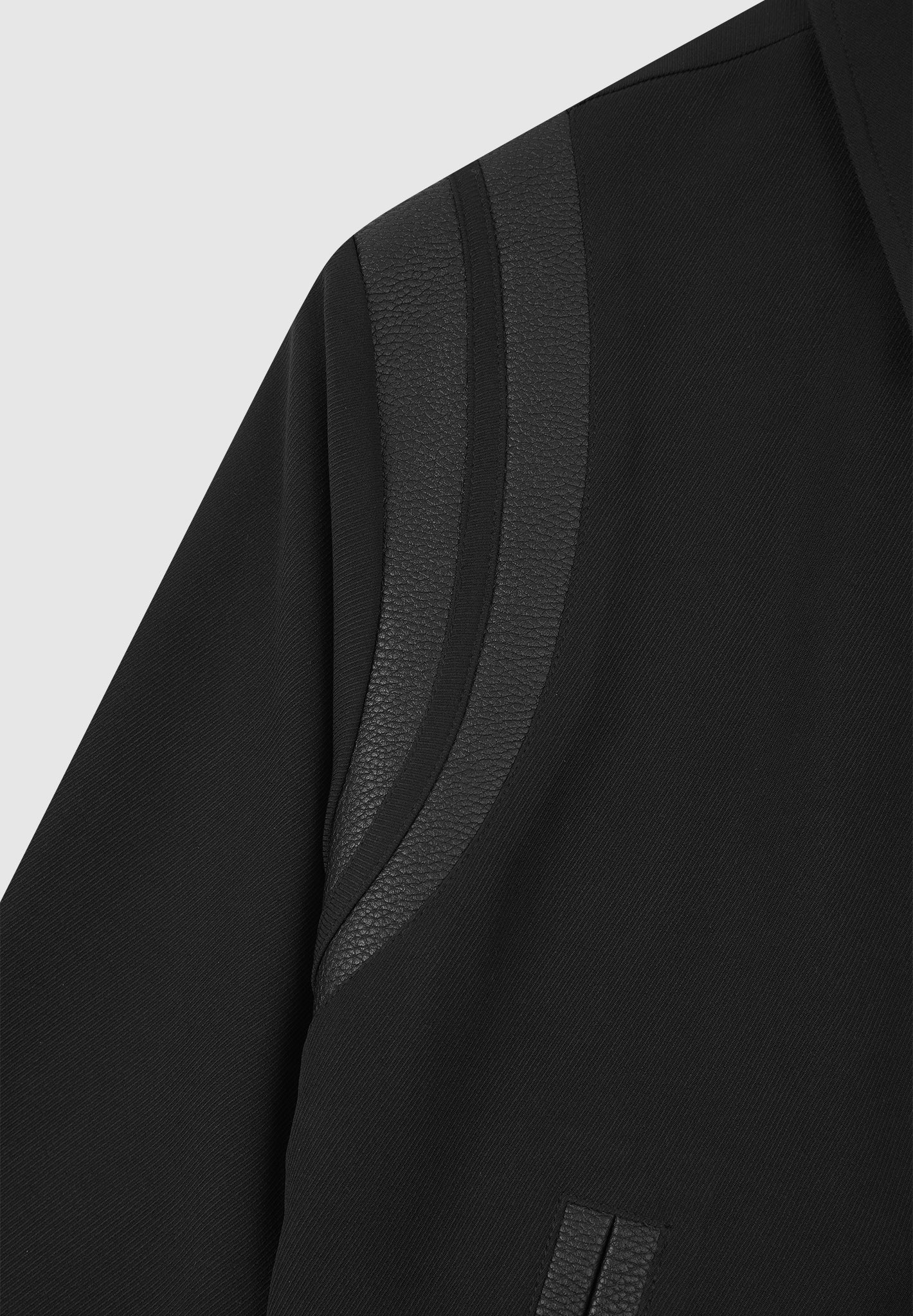 Leather Panelled Varsity Jacket - Black - Image 7