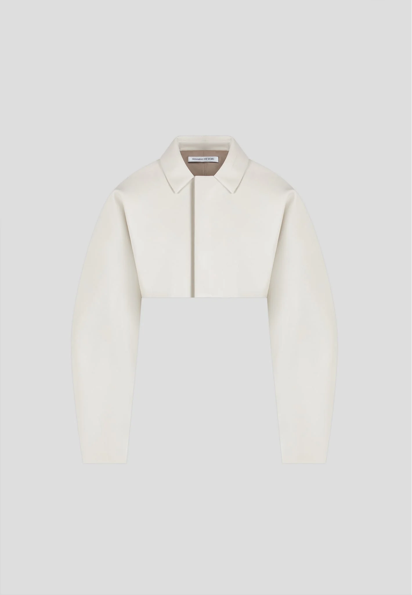 Leather Super Cropped Jacket - Beige - Image 4