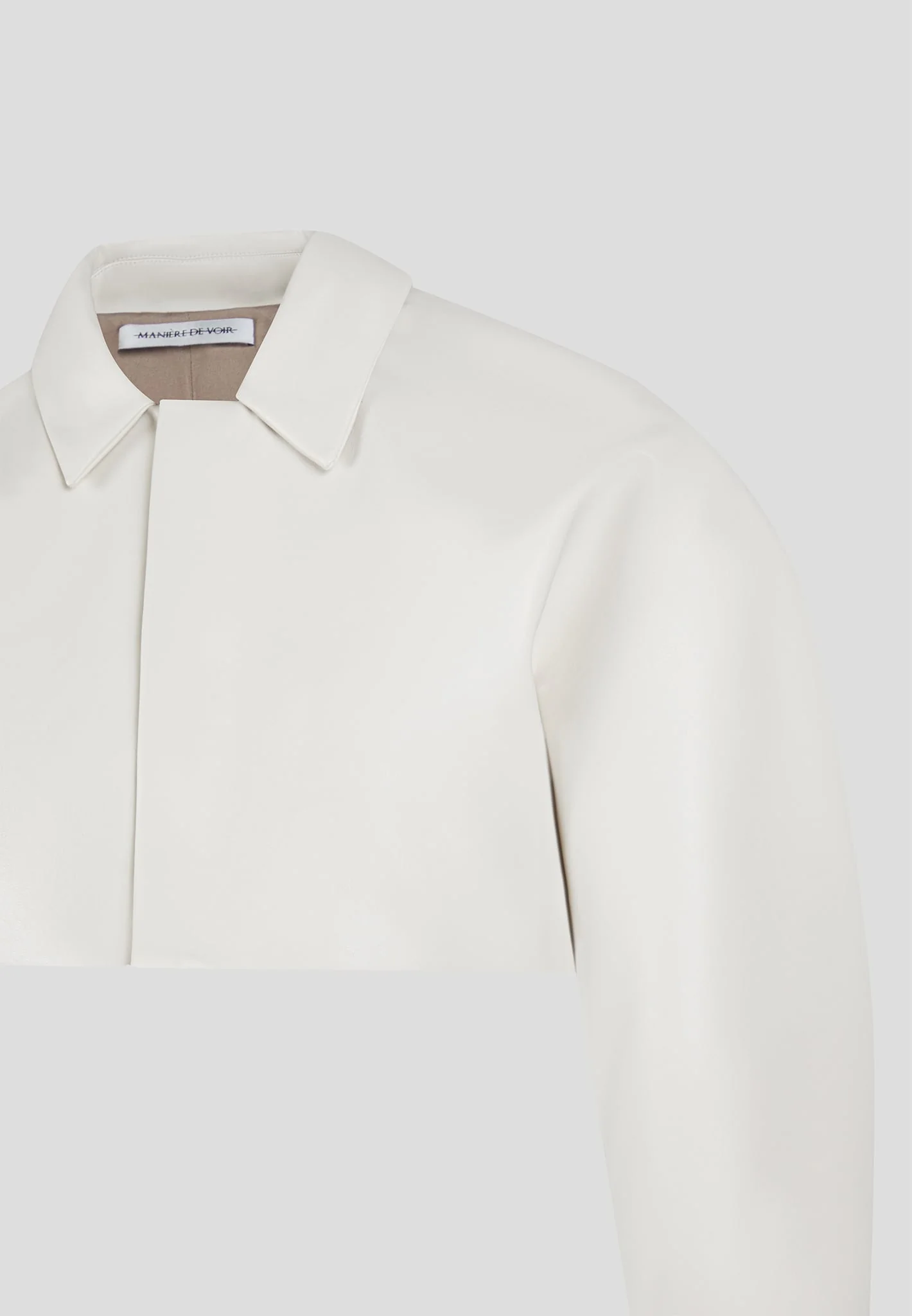 Leather Super Cropped Jacket - Beige - Image 5