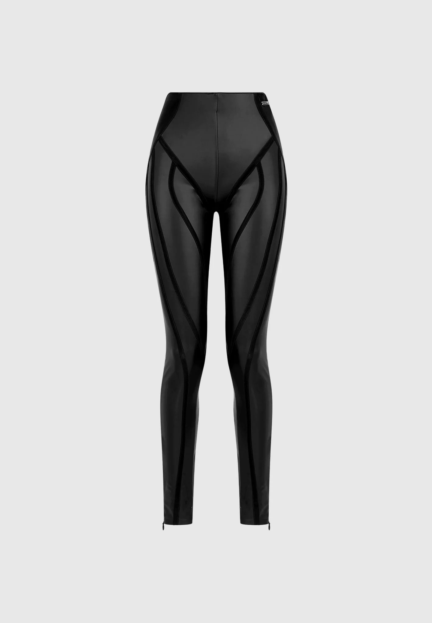 Matte Leather Contour Leggings - Black - Image 6