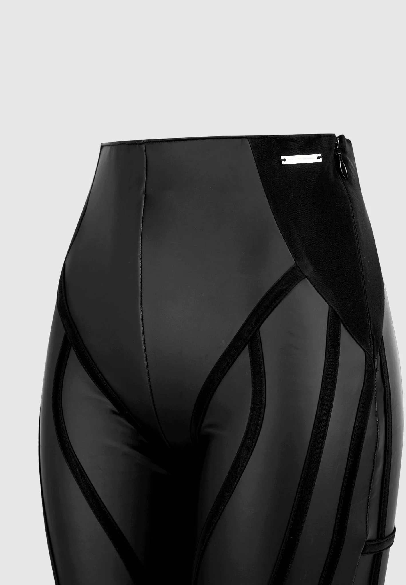 Matte Leather Contour Leggings - Black - Image 7
