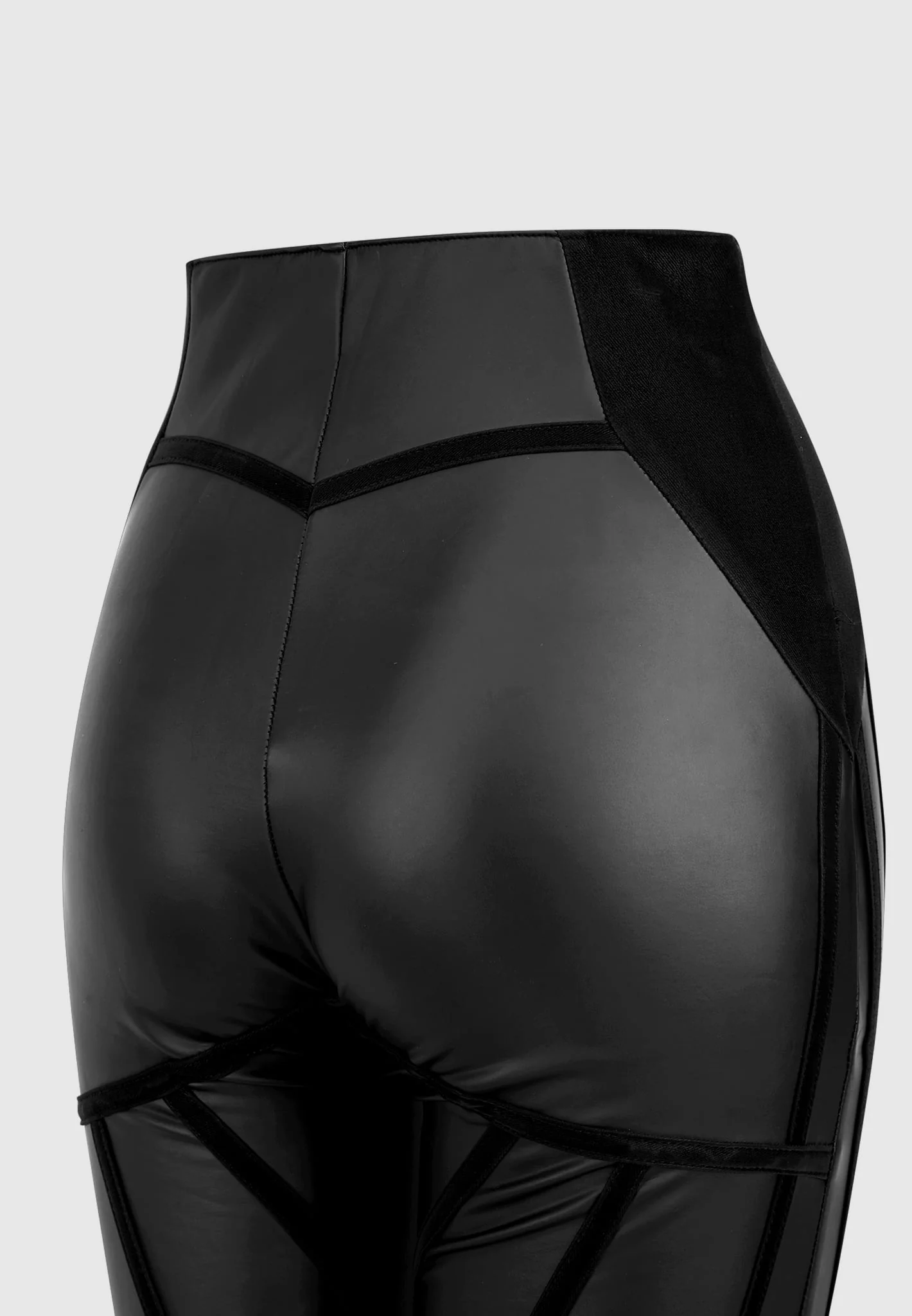 Matte Leather Contour Leggings - Black - Image 8