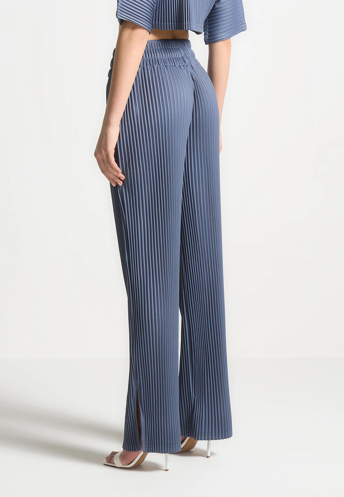 Lila - Pleated Trousers - Steel Blue - Image 4
