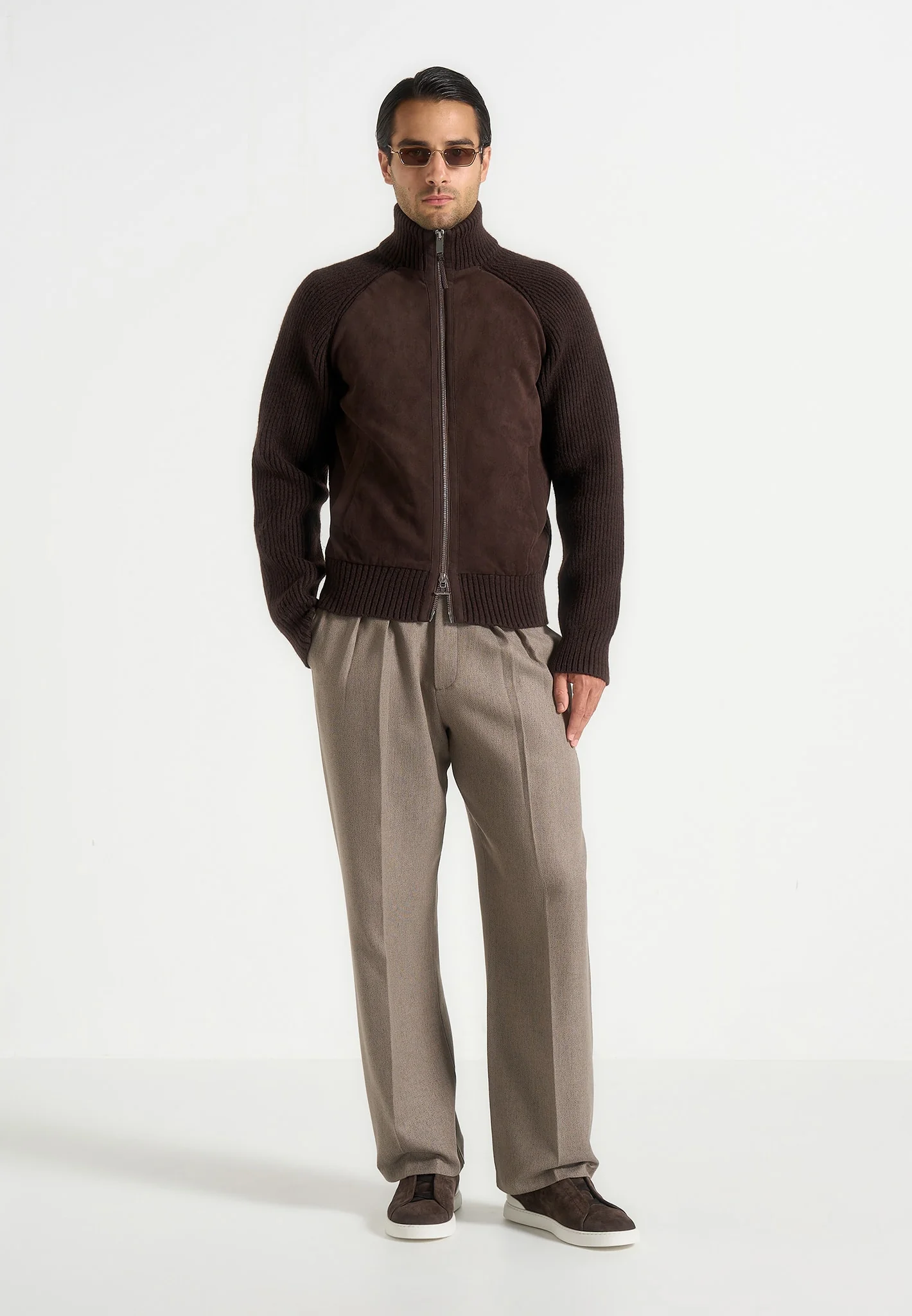 Rami - Suede & Knit Jacket - Brown - Image 3