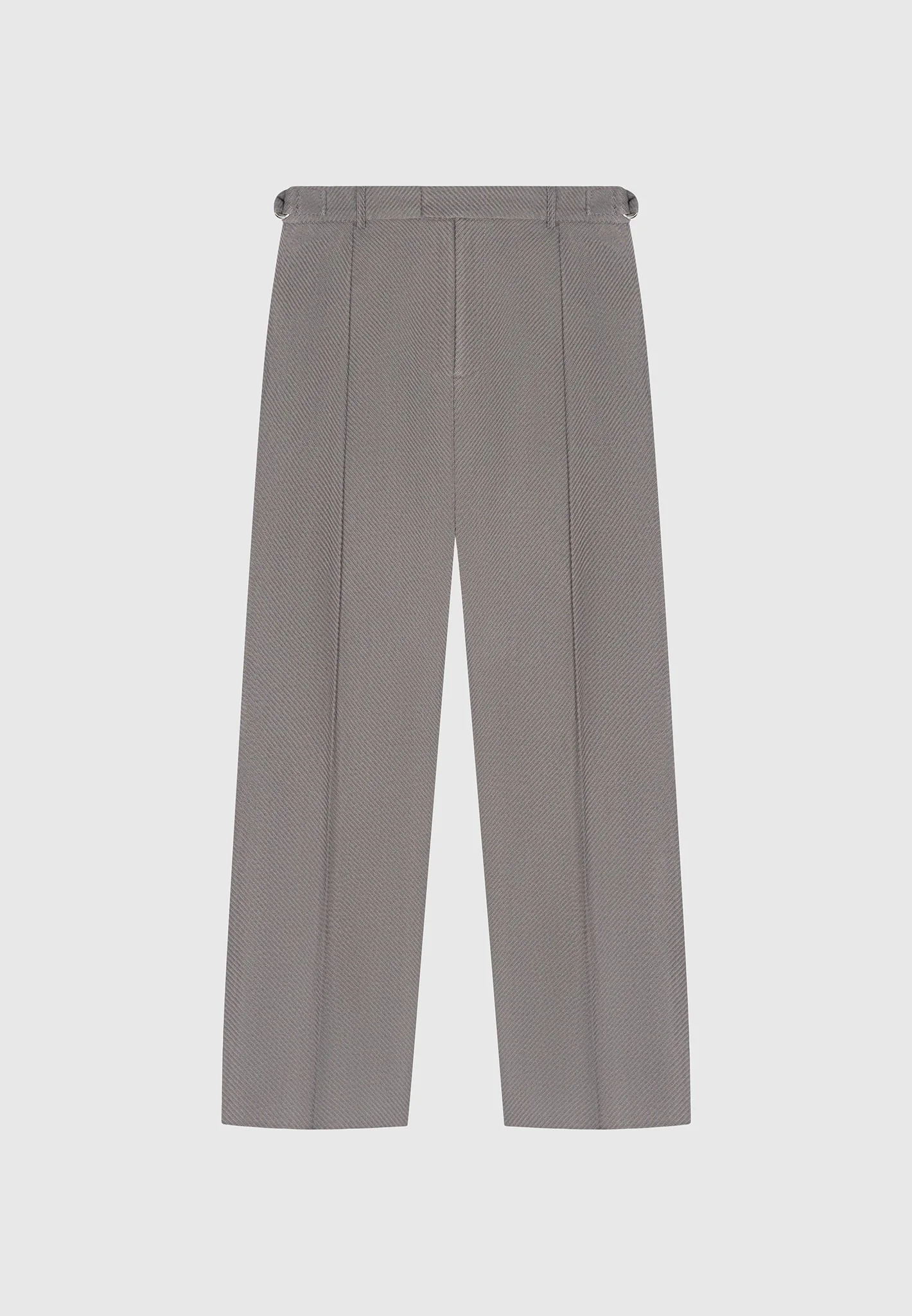 Relaxed Fit Twill Pleated Tailored Trousers - Grey - Image 3