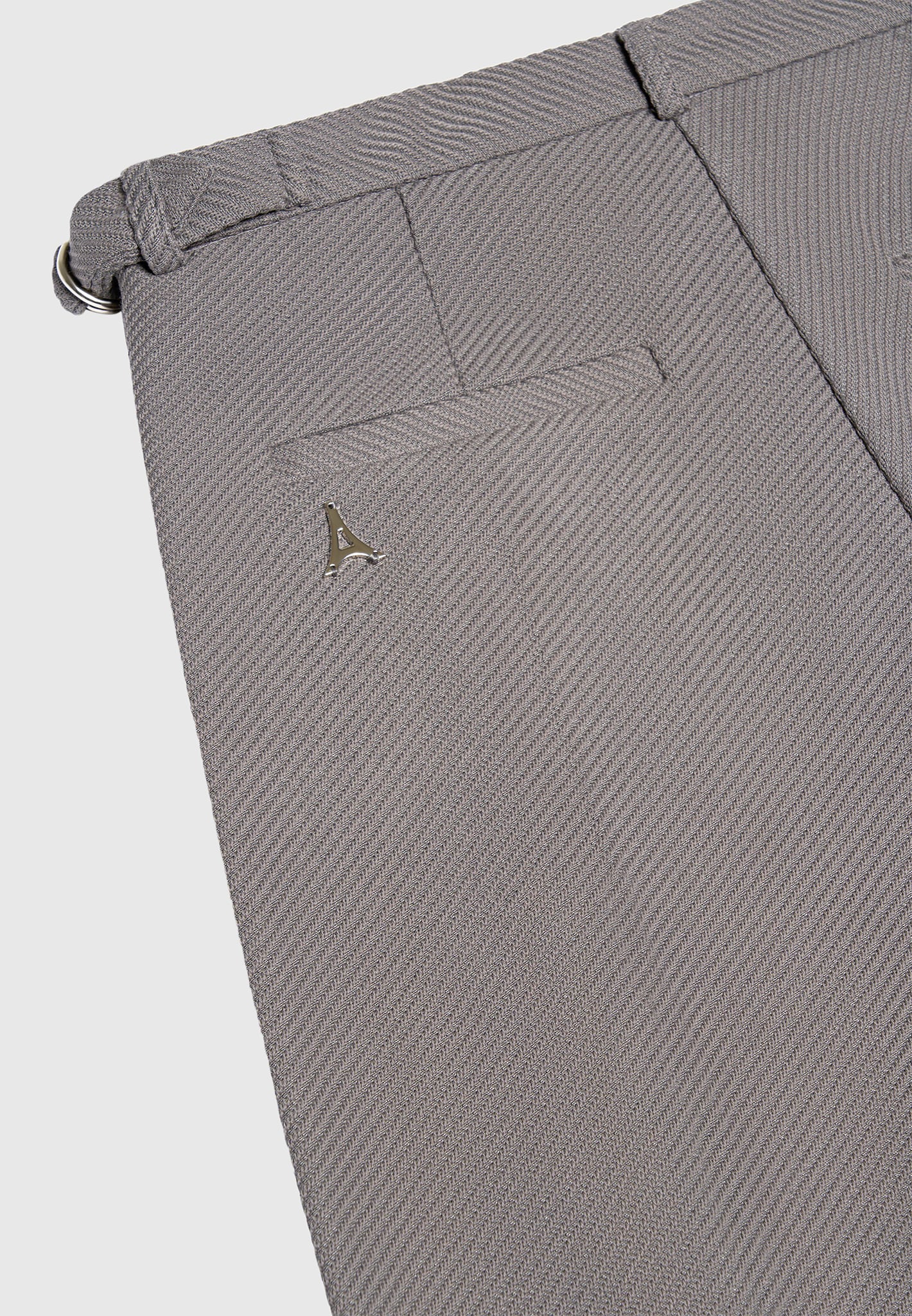 Relaxed Fit Twill Pleated Tailored Trousers - Grey - Image 5