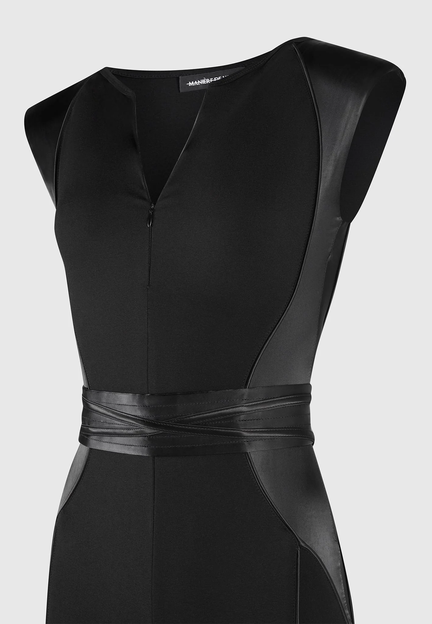 Satin Contour Flared Jumpsuit - Black - Image 11