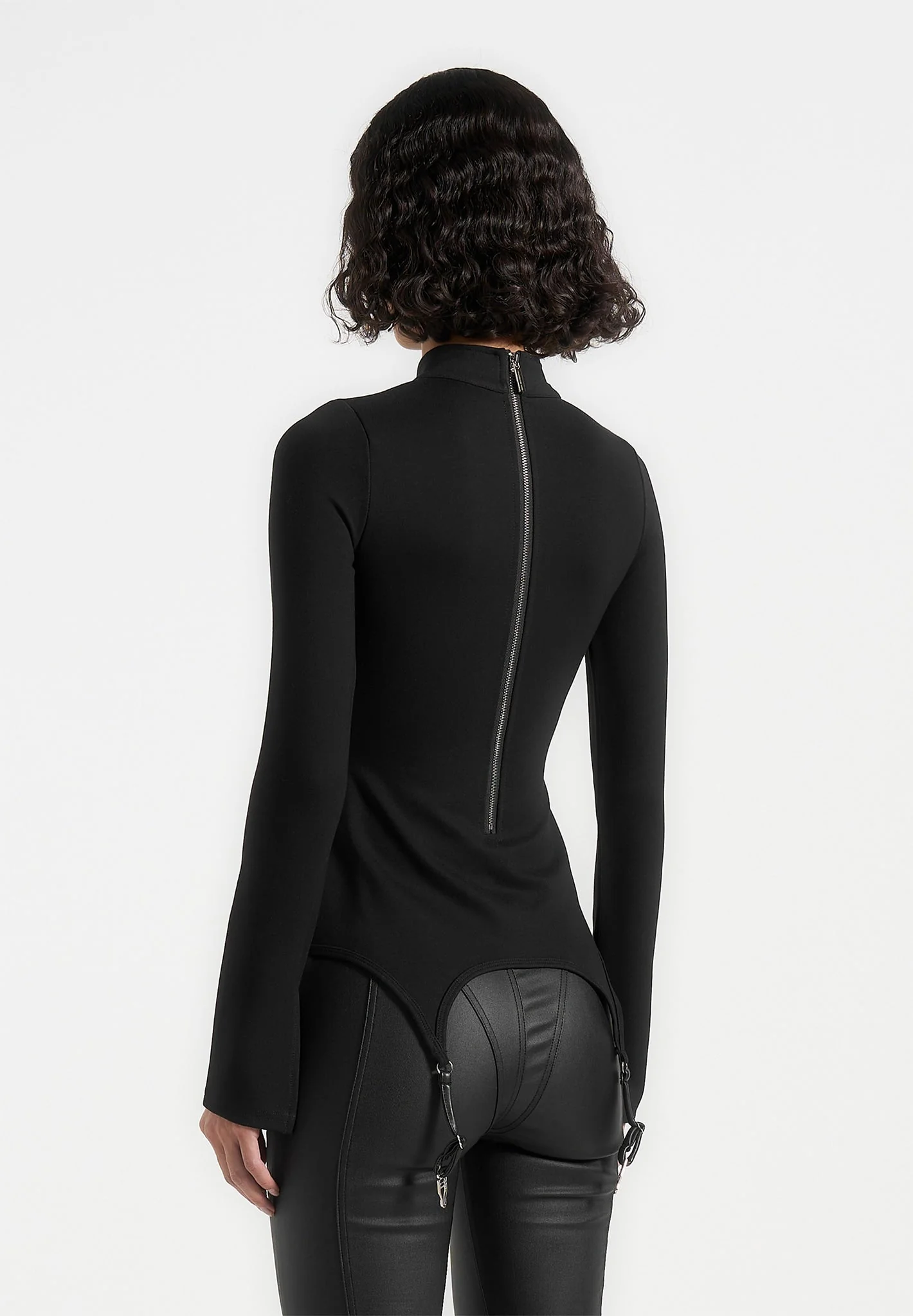 Suspender Detail Top - Black - Image 3