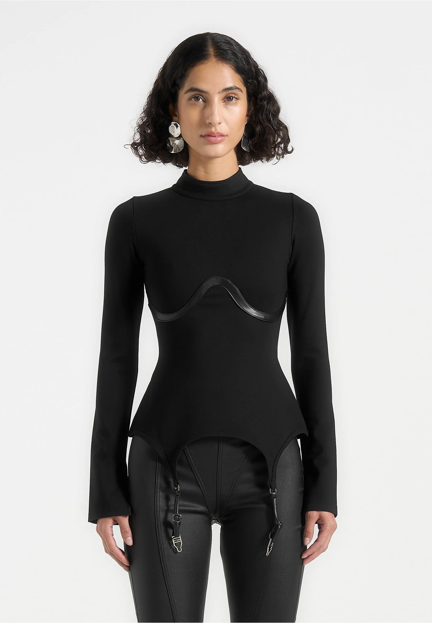 Suspender Detail Top - Black - Image 4