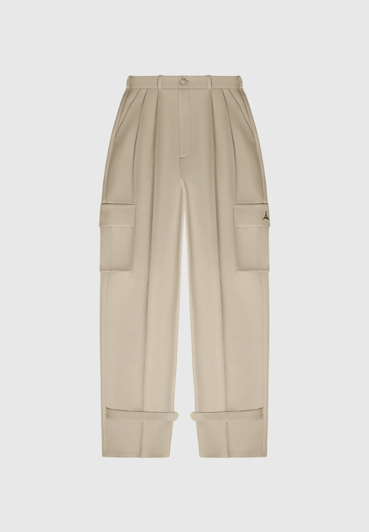 Danielle - Tailored Pleated Cargo Trousers - Beige - Image 7