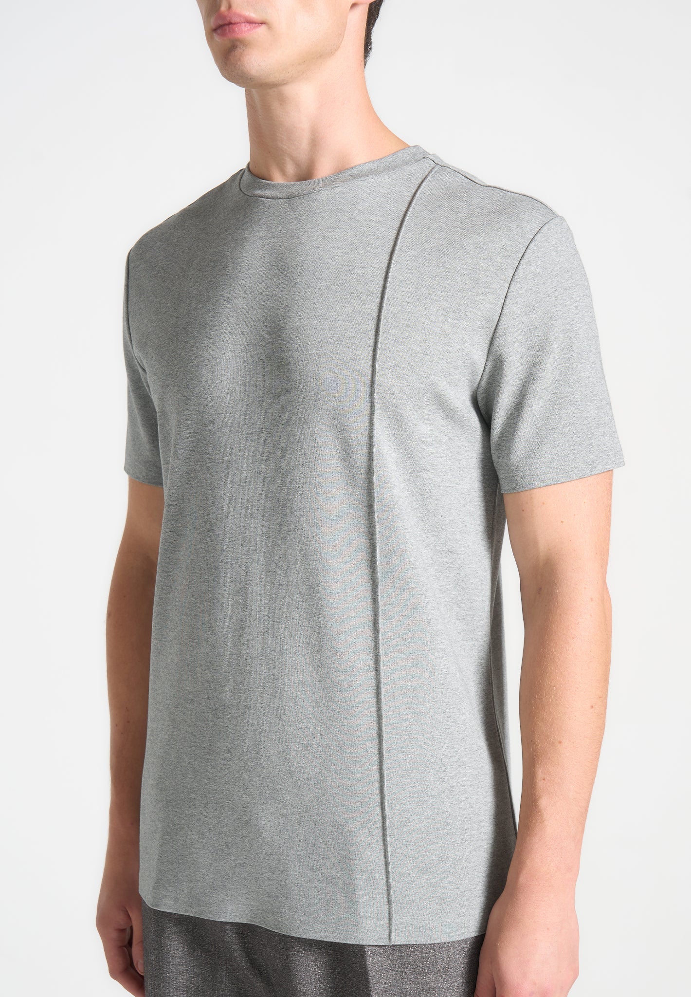 TS002 - Regular Fit Cotton T-Shirt with Pintuck - Grey - Image 4
