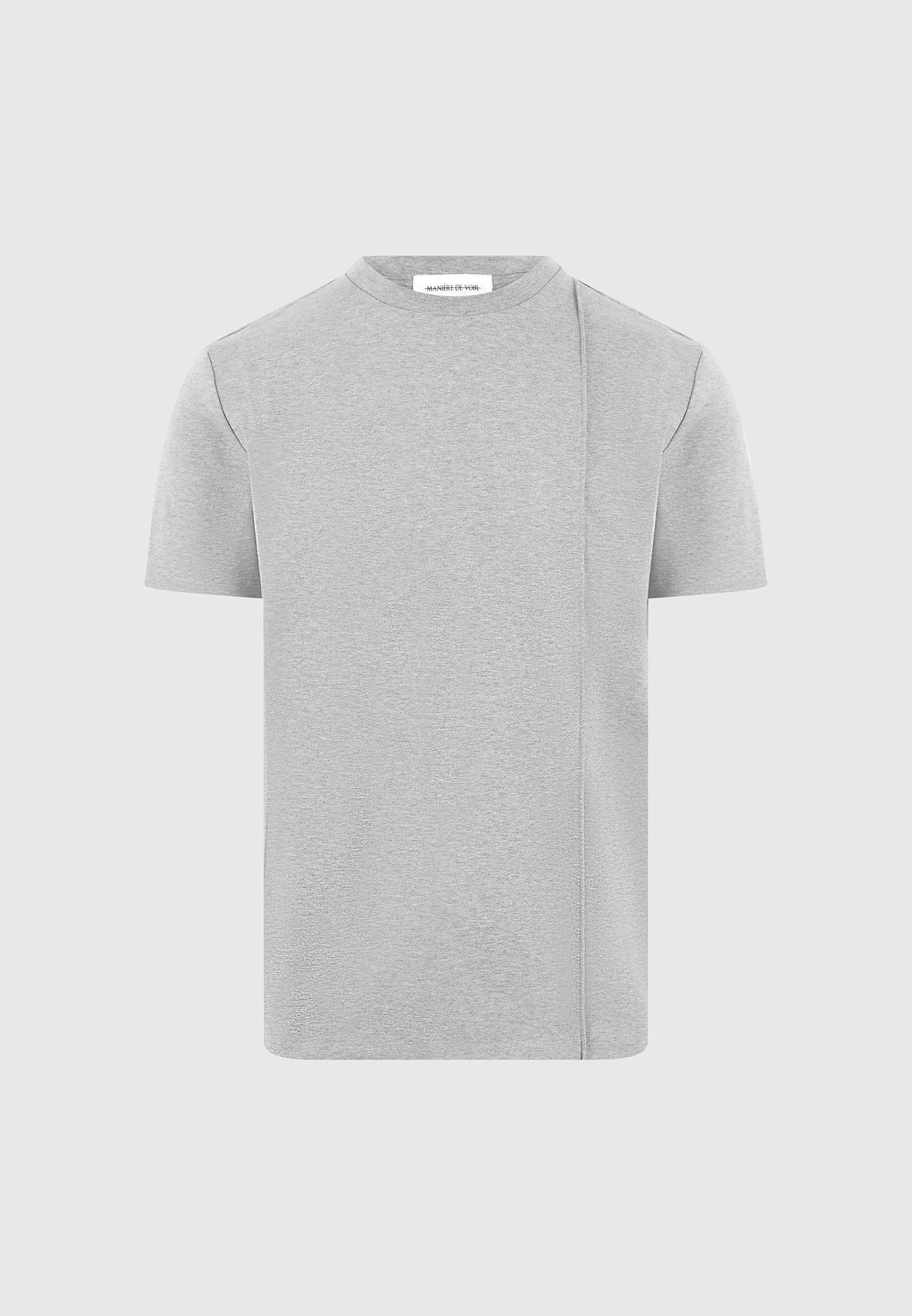 TS002 - Regular Fit Cotton T-Shirt with Pintuck - Grey - Image 6