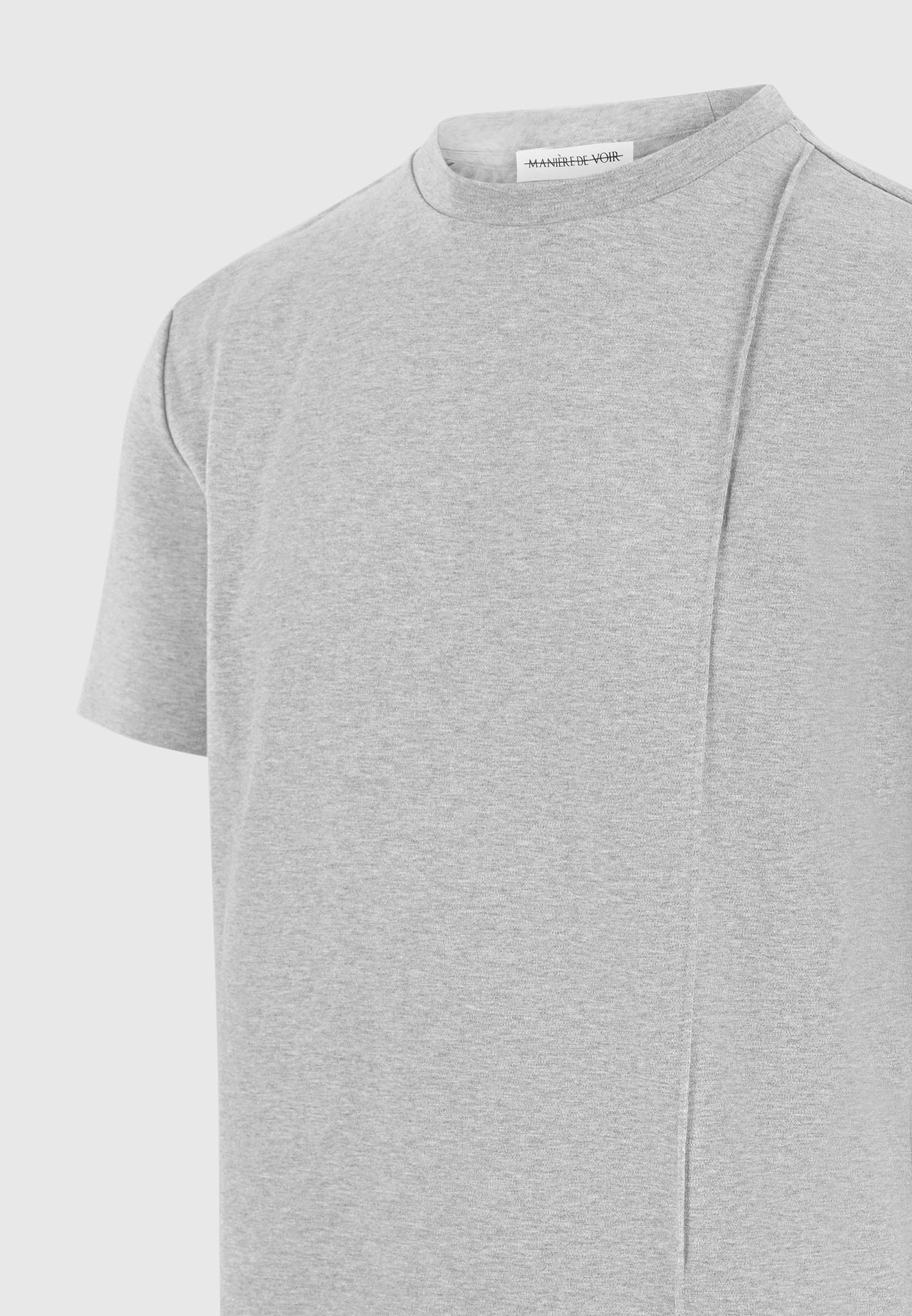 TS002 - Regular Fit Cotton T-Shirt with Pintuck - Grey - Image 7