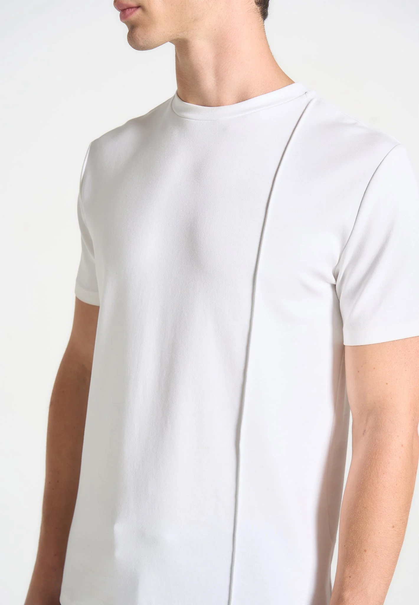 TS002 - Regular Fit Cotton T-Shirt with Pintuck - White - Image 3