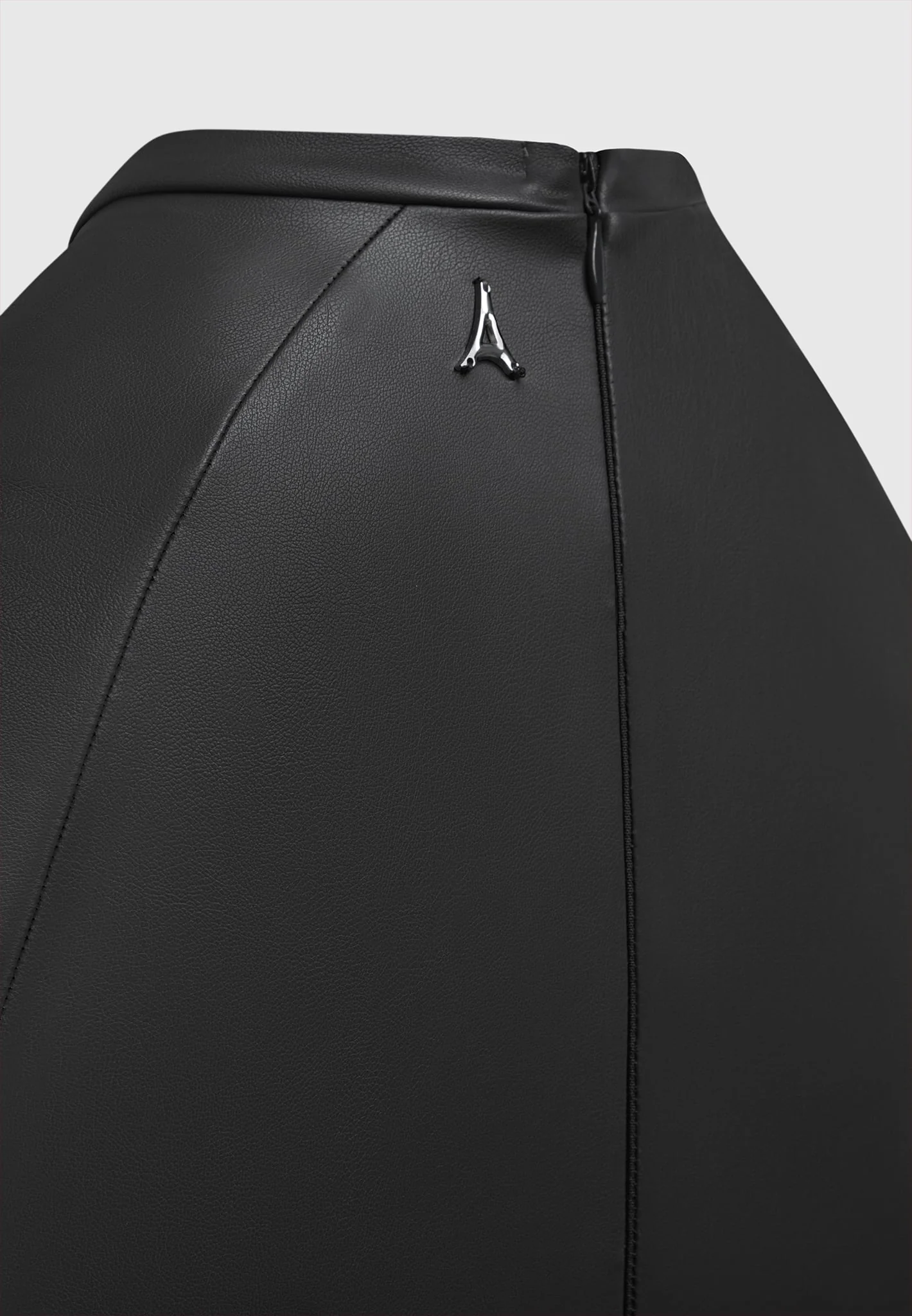 Leather Gathered Dress - Black - Image 8