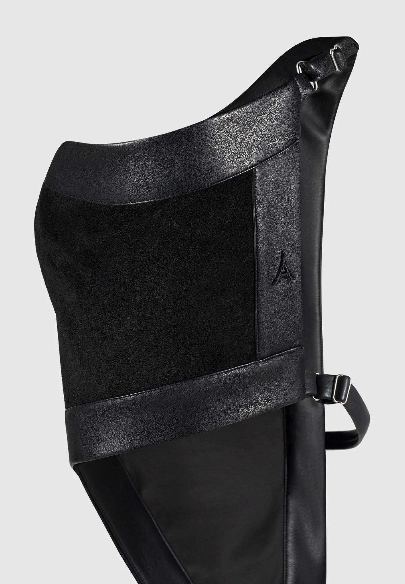 Suede & Leather Asymmetric Backless Top - Black - Image 5