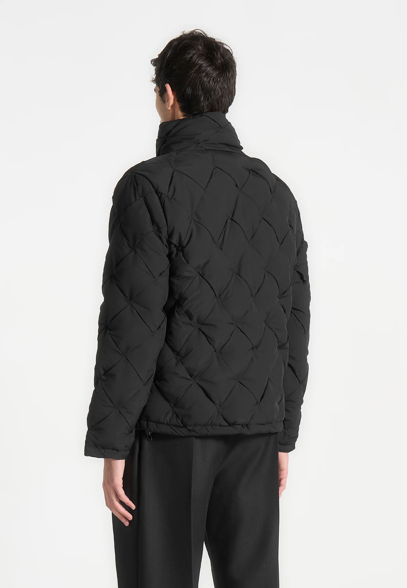 Woven Interlock Puffer Jacket - Black - Image 5