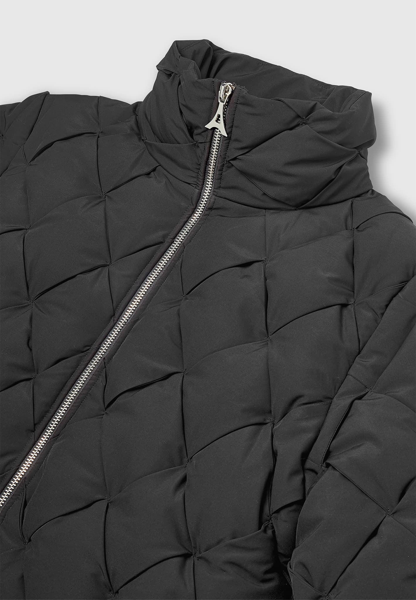 Woven Interlock Puffer Jacket - Black - Image 7